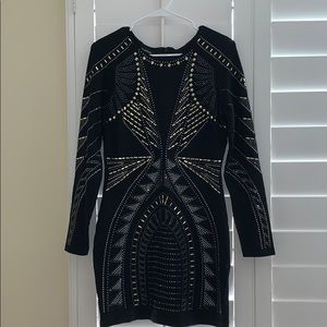 BEBE sequined long sleeve mini dress
